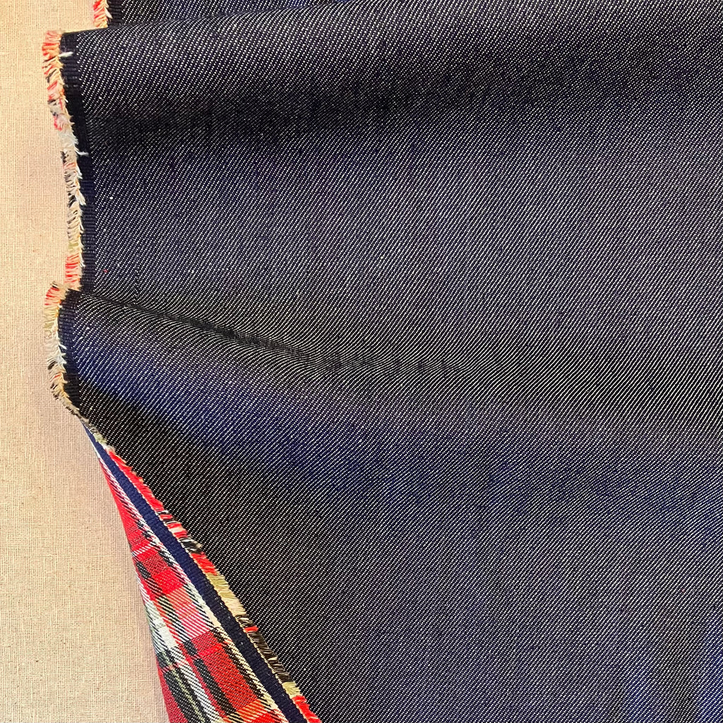 Double Weave Reversible Denim - 10 oz - Indigo/Plaid