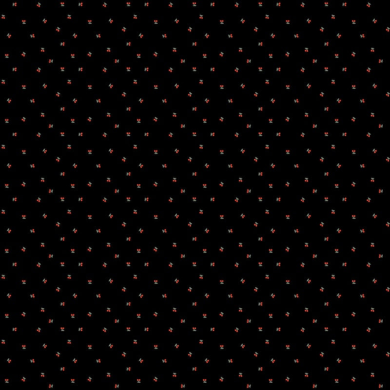 Figo - Rayon - Ditsy Cherries - Black