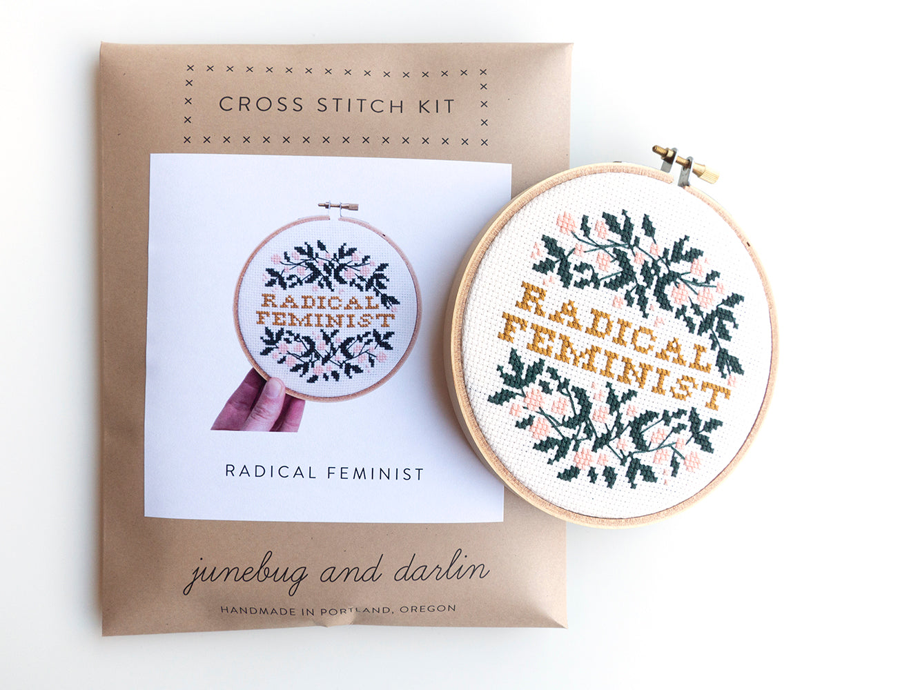 Junebug & Darlin - 5" Cross Stitch Kit - Radical Feminist