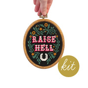 Junebug & Darlin - 3.9"x5.5" Oval Cross Stitch Kit - Raise Hell