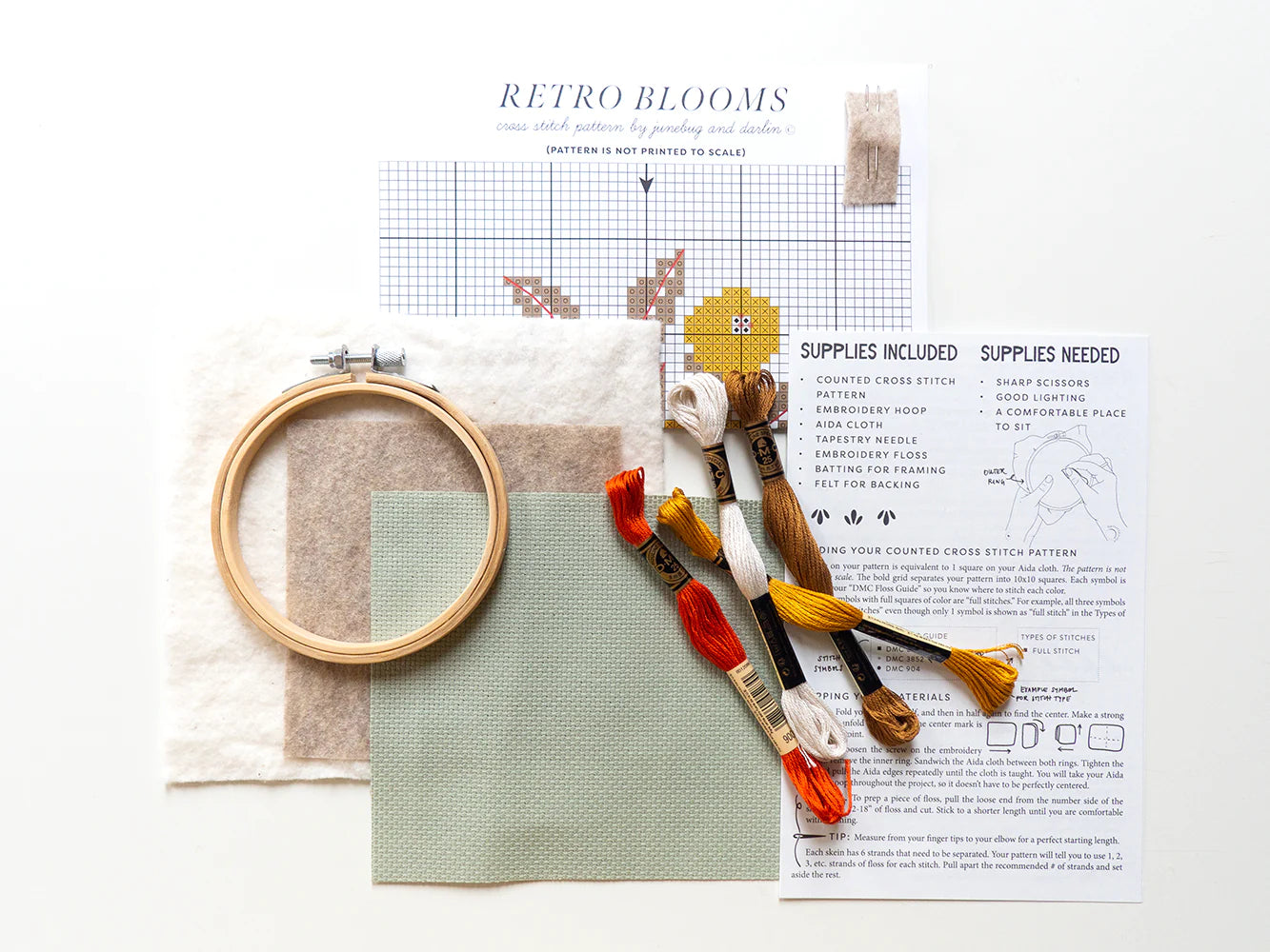 Junebug & Darlin - 4" Cross Stitch Kit - Retro Blooms