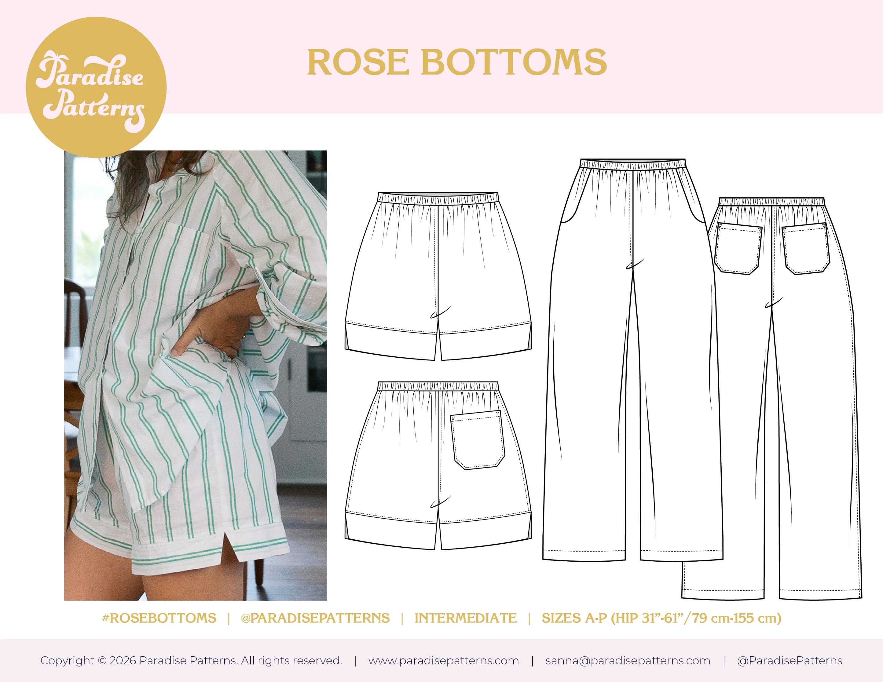 Paradise Patterns - Rose Bottoms - PDF and Printed Pattern