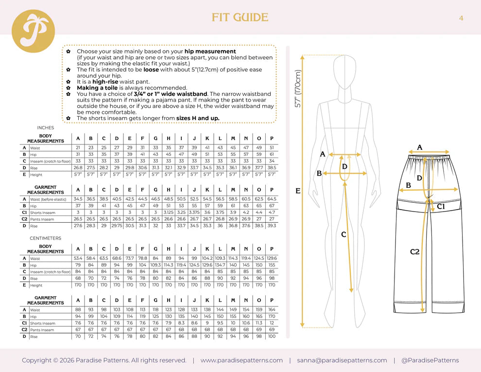 Paradise Patterns - Rose Bottoms - PDF and Printed Pattern