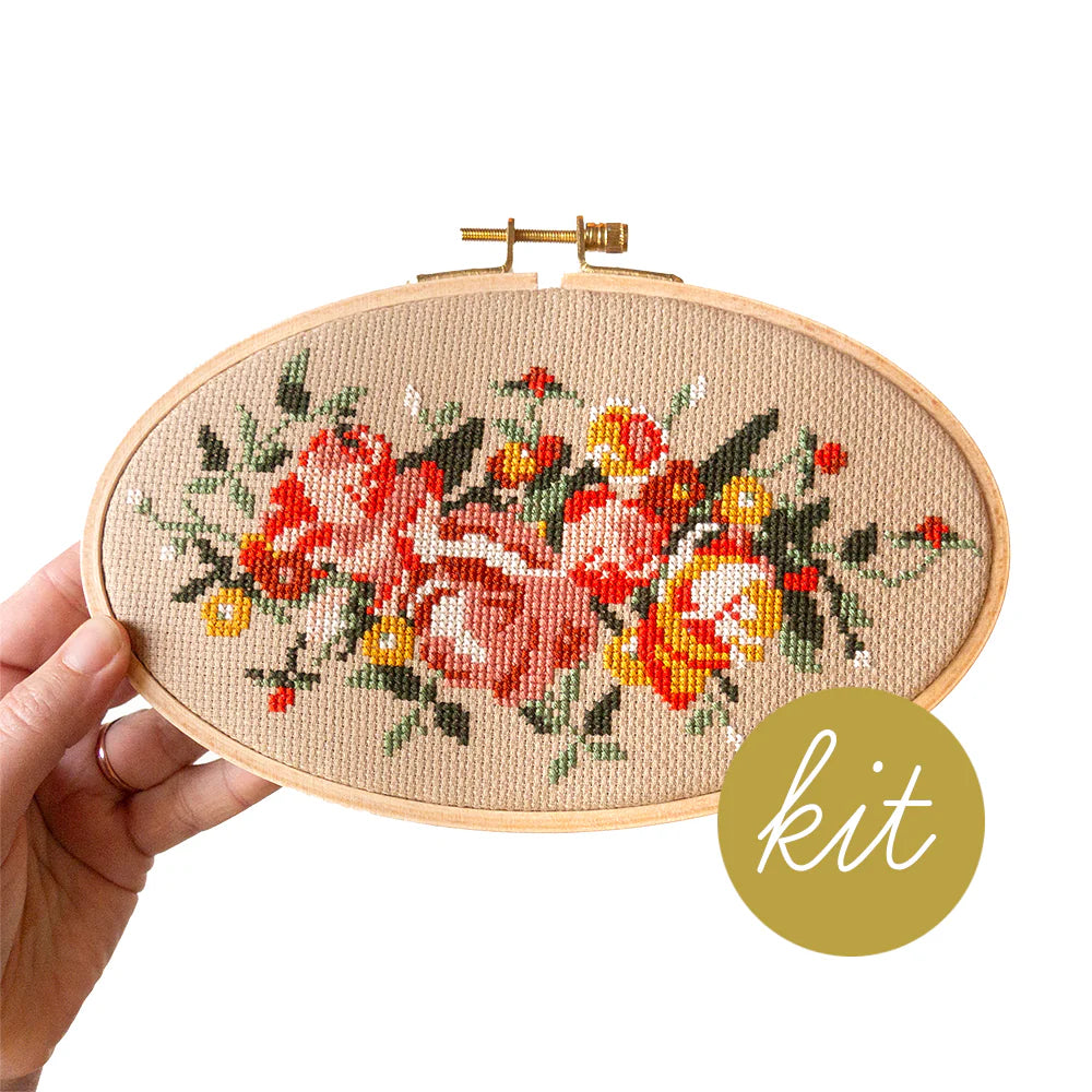 Junebug & Darlin - 5"x8" Oval Cross Stitch Kit - Rosy Chaos