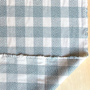Sevenberry - Cotton Sheeting - Sashiko-Stitched Plaid - White & Navy Persimmon