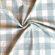 Sevenberry - Cotton Sheeting - Sashiko-Stitched Plaid - White & Navy Persimmon