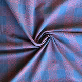 Sevenberry - Cotton Sheeting - Sashiko-Stitched Plaid - Blue & Red Persimmon