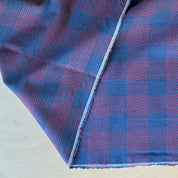 Sevenberry - Cotton Sheeting - Sashiko-Stitched Plaid - Blue & Red Persimmon