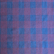 Sevenberry - Cotton Sheeting - Sashiko-Stitched Plaid - Blue & Red Persimmon