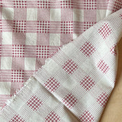Sevenberry - Cotton Sheeting - Sashiko-Stitched Plaid - White & Red Open Squares