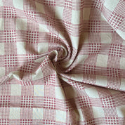 Sevenberry - Cotton Sheeting - Sashiko-Stitched Plaid - White & Red Open Squares