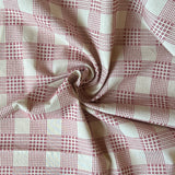 Sevenberry - Cotton Sheeting - Sashiko-Stitched Plaid - White & Red Open Squares