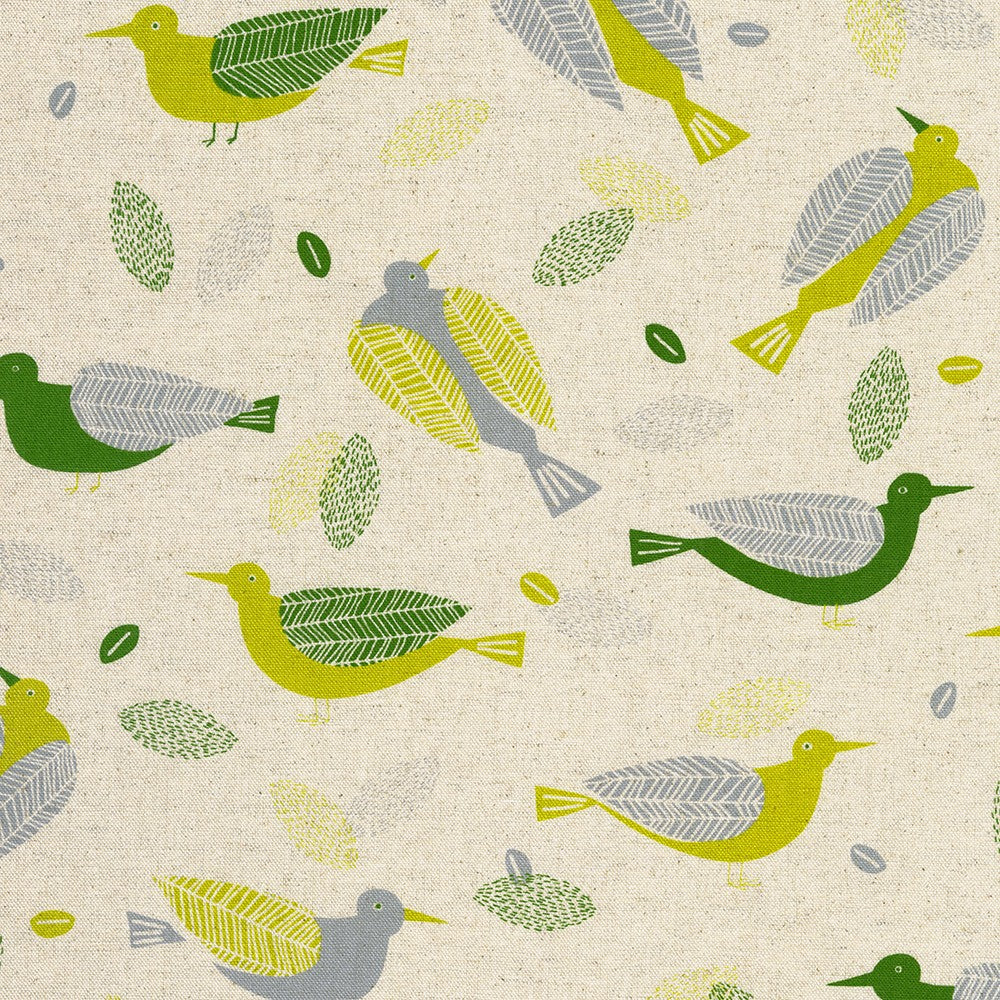 Sevenberry - Cotton Flax Prints - Canvas - Birds - Natural