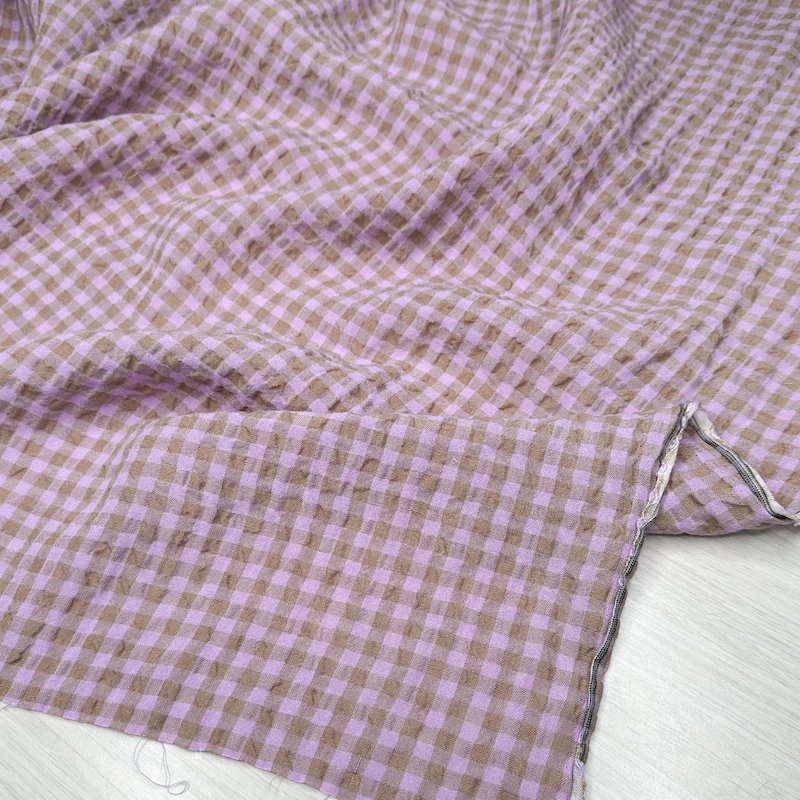 Sutton Check - Linen Blend - Natural/Lilac