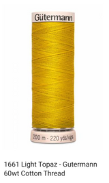 Gütermann Thread - Natural Cotton - 60 weight - 200 meter / 220 yards