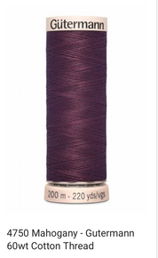 Gütermann Thread - Natural Cotton - 60 weight - 200 meter / 220 yards