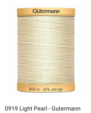 Gütermann Thread - Natural Cotton - Machine Quilting - 50 weight - 800 m/876 Yds- Solid
