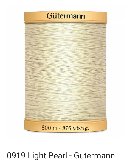 Gütermann Thread - Natural Cotton - Machine Quilting - 50 weight - 800 m/876 Yds- Solid