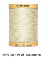 Gütermann Thread - Natural Cotton - Machine Quilting - 50 weight - 800 m/876 Yds- Solid