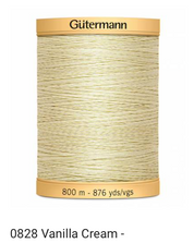 Gütermann Thread - Natural Cotton - Machine Quilting - 50 weight - 800 m/876 Yds- Solid