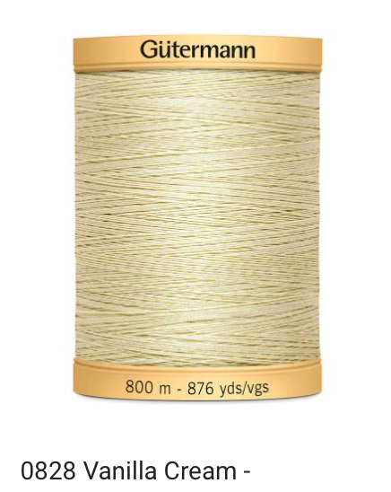 Gütermann Thread - Natural Cotton - Machine Quilting - 50 weight - 800 m/876 Yds- Solid