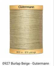 Gütermann Thread - Natural Cotton - Machine Quilting - 50 weight - 800 m/876 Yds- Solid