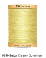 Gütermann Thread - Natural Cotton - Machine Quilting - 50 weight - 800 m/876 Yds- Solid