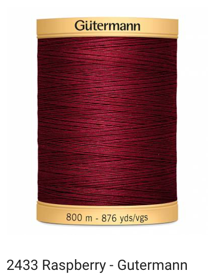 Gütermann Thread - Natural Cotton - Machine Quilting - 50 weight - 800 m/876 Yds- Solid