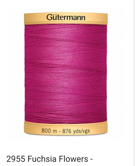 Gütermann Thread - Natural Cotton - Machine Quilting - 50 weight - 800 m/876 Yds- Solid