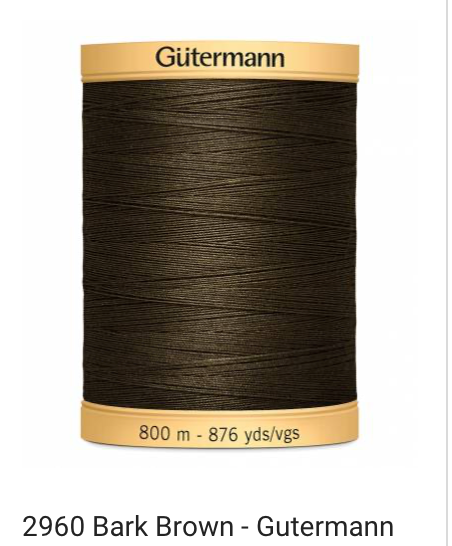 Gütermann Thread - Natural Cotton - Machine Quilting - 50 weight - 800 m/876 Yds- Solid