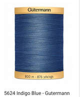 Gütermann Thread - Natural Cotton - Machine Quilting - 50 weight - 800 m/876 Yds- Solid