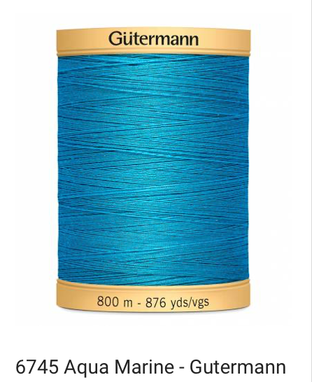 Gütermann Thread - Natural Cotton - Machine Quilting - 50 weight - 800 m/876 Yds- Solid