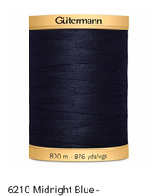 Gütermann Thread - Natural Cotton - Machine Quilting - 50 weight - 800 m/876 Yds- Solid