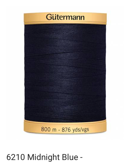 Gütermann Thread - Natural Cotton - Machine Quilting - 50 weight - 800 m/876 Yds- Solid