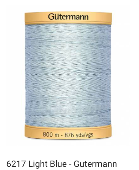 Gütermann Thread - Natural Cotton - Machine Quilting - 50 weight - 800 m/876 Yds- Solid