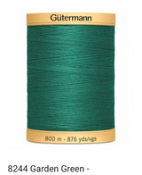 Gütermann Thread - Natural Cotton - Machine Quilting - 50 weight - 800 m/876 Yds- Solid