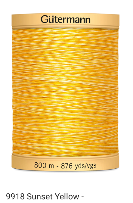 Gütermann Thread - Natural Cotton - Machine Quilting - 50 weight - 800 m/876 Yds- Variegated