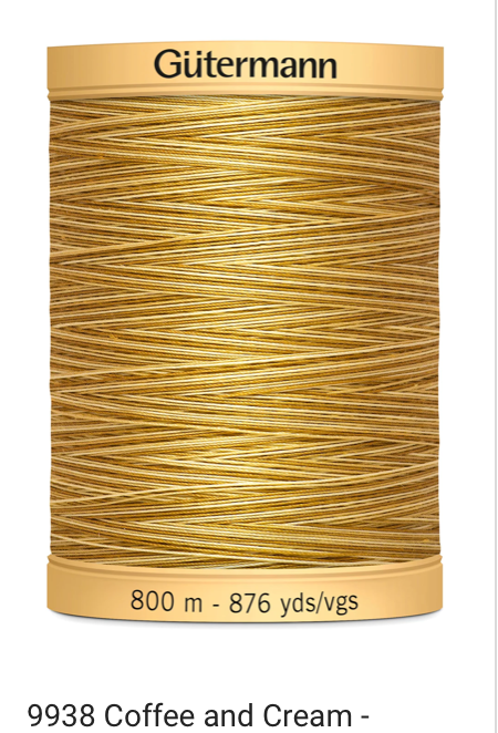 Gütermann Thread - Natural Cotton - Machine Quilting - 50 weight - 800 m/876 Yds- Variegated