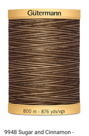 Gütermann Thread - Natural Cotton - Machine Quilting - 50 weight - 800 m/876 Yds- Variegated