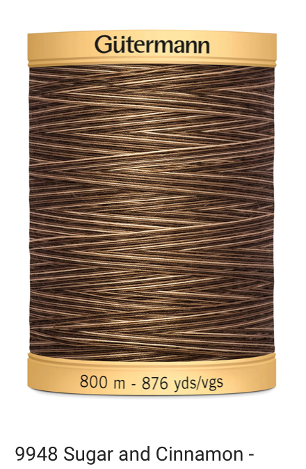 Gütermann Thread - Natural Cotton - Machine Quilting - 50 weight - 800 m/876 Yds- Variegated