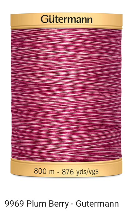 Gütermann Thread - Natural Cotton - Machine Quilting - 50 weight - 800 m/876 Yds- Variegated