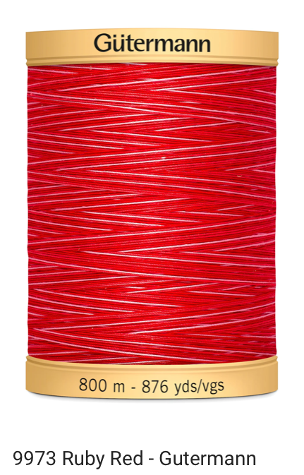 Gütermann Thread - Natural Cotton - Machine Quilting - 50 weight - 800 m/876 Yds- Variegated