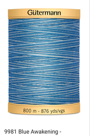 Gütermann Thread - Natural Cotton - Machine Quilting - 50 weight - 800 m/876 Yds- Variegated