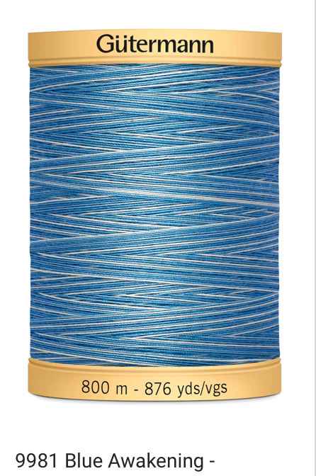 Gütermann Thread - Natural Cotton - Machine Quilting - 50 weight - 800 m/876 Yds- Variegated