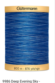 Gütermann Thread - Natural Cotton - Machine Quilting - 50 weight - 800 m/876 Yds- Variegated