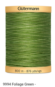 Gütermann Thread - Natural Cotton - Machine Quilting - 50 weight - 800 m/876 Yds- Variegated