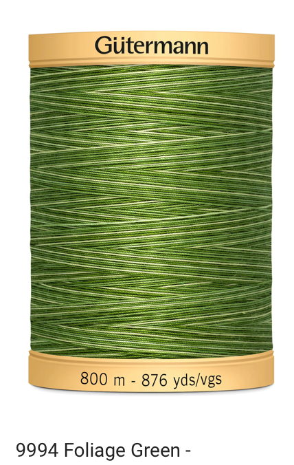 Gütermann Thread - Natural Cotton - Machine Quilting - 50 weight - 800 m/876 Yds- Variegated