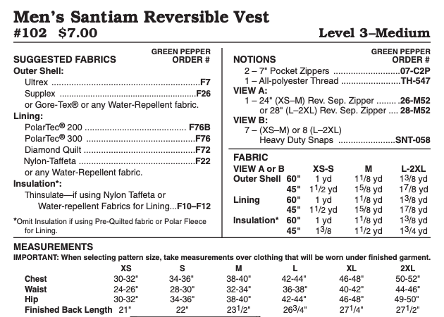 The Green Pepper - 101/102 - Santiam Reversible Vest