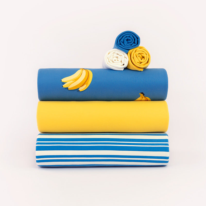 See You at Six - French Terry - Bananas - Sea of Belize Blue