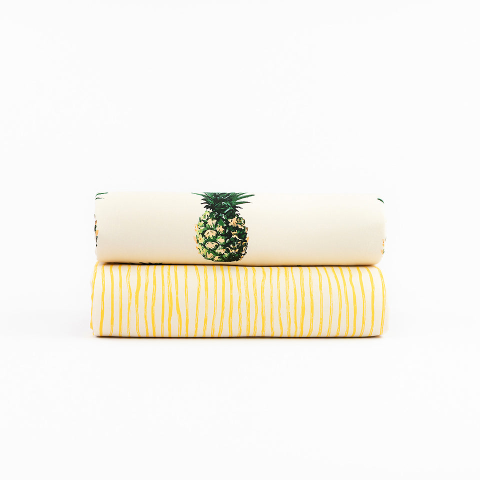See You at Six - Summer '26 - Cotton Gabardine Twill - Pineapples - Papyrus Crème